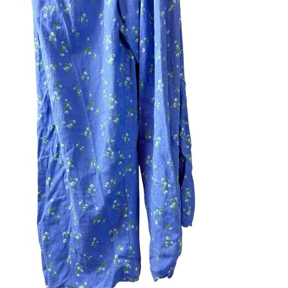 UO Floral Linen Blend One Shoulder Jumpsuit Floral Blue Sz S - Picture 9 of 11